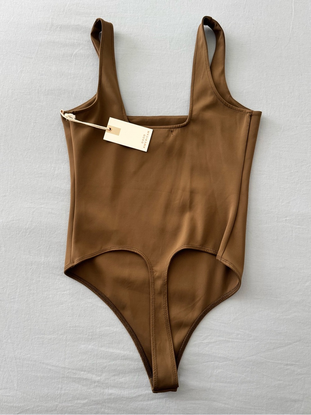 Good American Taupe Square-Neck One-Piece Bodysuit - Picture 4 of 6